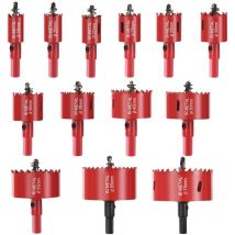 Bimetall-Lochsäge, 13-teiliges Bohrer-Set (mit 13 Dornen, Sechskantschlüssel und Federn), ø 18–75 mm Sägeblatt zum Bohren von Kunststoff, pvc, Holz,