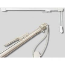 Binario per Tende Lineare in Alluminio Bianco, Movimento a Corda, Attacco Soffitto/ Parete - Completo di Tutti Gli Accessori - Lunghezza: 100 cm