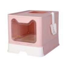 Bac Litière Chat Fermée Rose: xxl Maison de Toilette pour Chats Anti Odeur Caisse Litière Grande Taille avec Filtre et Pelle 48x38.4x38cm - Bingopaw