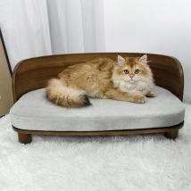BingoPaw Elevated Dog Cat Bed Wooden Frame Cat Sofa Couch with Velvet Mattress - Small 64 x 39 x 26cm