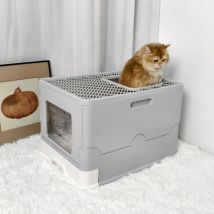 Bingo Paw - BingoPaw Foldable Enclosed Plastic Cat Litter Box with Lid xl Large Sized Litter Box for Big Cats