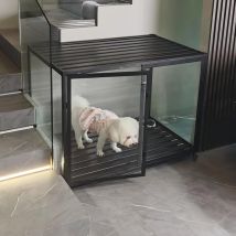 Gabbia Kennel per Cani Alluminio Vetro Temperato con Ruote Taglia Piccola - Bingopaw