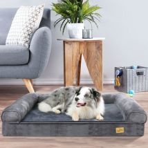 BingoPaw Orthopädisches Grosse Hunde Hundebett, Ergonomisches Hundesofa mit Schaumkissen und Erhöhte Ränder Kopfkissen - Abnehmbar Waschbar