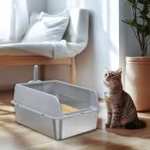 BingoPaw XL Cat Litter Box Deep Anti-Leak Rust-Proof Stainless Steel Litter Pan Non-Stick