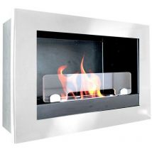 Tecnoair - Biocamino Camino a Bioetanolo Bianco da Parete Incasso 2.5kw Caminetto con Vetro