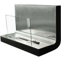 Biochimenea de Pared Kekai Thera 80x35x50 cm Quemador de Acero Inoxidable, Vidrio Templado y Accesorio Apagallamas