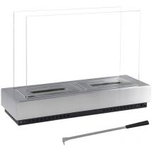 Santorini Bodenstehender Bio-Kamin 75x23x52 cm 2 Edelstahlbrenner, gehärtete Glaswände und Flammensperre - Kekai