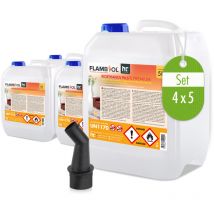 Höfer Chemie 4 x 5 l (20 litres) flambiol bioéthanol 96,6% premium pour cheminée à l'éthanol, cheminée à l'éthanol, feu de table à l'éthanol et