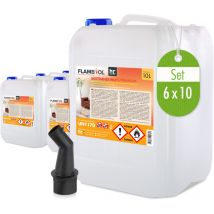 Höfer Chemie Gmbh - flambiol Bioéthanol 96,6% Premium 6 x 10 l - Éthanol pour cheminées de table, cheminées et décorations extérieures de jardin