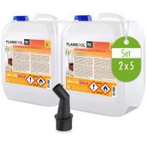Höfer Chemie 2 x 5 l (10 litres) flambiol bioéthanol 96,6% premium pour cheminée à l'éthanol, cheminée à l'éthanol, feu de table à l'éthanol et