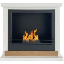 Bioethanolkamin Stockholm Bodenbiokamin aus weißem Holz L75xT24xH68 cm