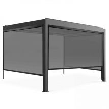 Oviala - Bioklimatische Pergola 3x4m Wandhängend, Motorisiert, mit 3 Markisen