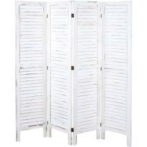 Biombo HHG-523, biombo separador de ambientes, aspecto desgastado 170x162cm, blanco
