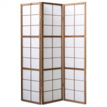 Biombo japonés de madera Shoji color castaño oscuro de 3 paneles
