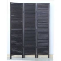 Biombo persiana de madera de 3 paneles, color negro - Dim : a 170 x a 120 cm