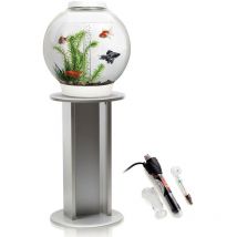 Classic 30L Aquarium in White with mcr led Lighting, Silver Stand and Heater Pack - Biorb