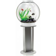 Classic 60L Aquarium in White with mcr led Lighting and Silver Stand - Biorb