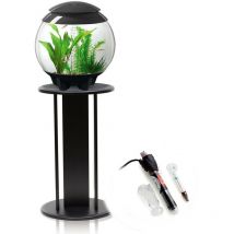 Halo 15L Aquarium in Grey with mcr led Lighting, Black Stand and Heater Pack - Biorb