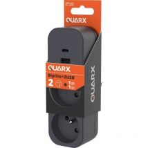 Biplite 2p+e 16a + 2usb Bi-ton Schwarz Quarx