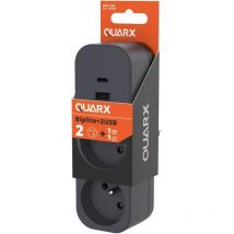 Biplite 2P+E 16A + 2USB Bi tono negro Quarx