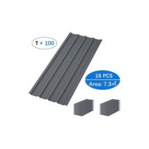 KMS - birchtree 16PCS Galvanized Metal Roof Sheets Panels Corrugated Roofing Garage Shed RSS01 Grey