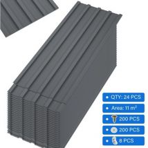 BIRCHTREE 24PCS Galvanized Metal Roof Sheets Panels Corrugated Roofing Garage Shed RSS02 Grey