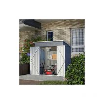 Birchtree - Garden Shed Metal Pent Roof 4FT x 6FT Outdoor Storage With Free Foundation Grey and White