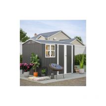 Birchtree - Garden Shed With Window Steel Apex Roof Free Foundation 8X6FT Outdoor Backyard Storage Organizer Air Vents Anthracite