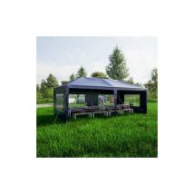 Birchtree - 3X6M Outdoor pe Gazebo Patio Shade Canopy Waterproof 6 Pieces Sidewalls Blue