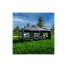 Birchtree - 3X6M Outdoor pe Gazebo Patio Shade Canopy Waterproof 6 Pieces Sidewalls Grey