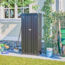 Birchtree - Metal Garden Storage Box Shed Outdoor with Shelves Cabinet Anthracite