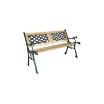 KMS - birchtree Outdoor Wooden 3 Seater Lattice Slat Garden Bench Cast Iron Legs Patio Park Seat