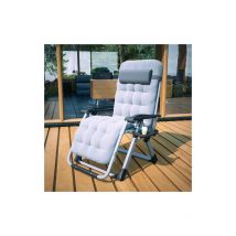BIRCHTREE Sun Recliner Adjustable Folding Lounge With Thick Cushion Cup Drink Holder Head Rest Patio Deck Chairs Grey