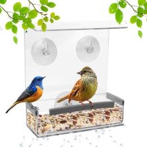 Bird Feeder for Windows, 1 Pcs Acrylic Outdoor Bird Feeder Window with 3 Suction Cups, Transparent with Removable Tray Bird Feeder for Sparrows, Wild
