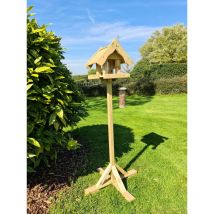 Churnet Valley - Bird Table, Wild Garden Bird Seed Feeder Table - Scandinavian Redwood - L12 x W12 x H161 cm - Minimal Assembly Required