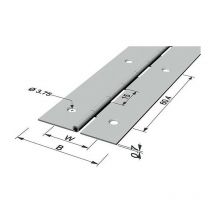 Bisagra de barra B. abierta 40 mm S 0,7 mm 1800 mm Fe verms. P & G (Por 10)