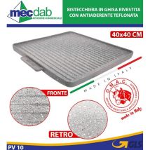 Bistecchiera in ghisa rivestita antiaderente 41,5x41,5 cm con un lato liscio e uno rigato con manici Grigio 41,5x41,5 cm