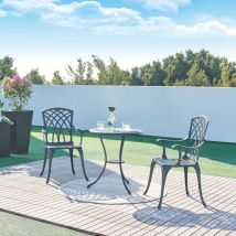 Casa.pro - Bistro-set Vena 3-tlg. Aluminiumguss Dunkelgrau Mit Grüner Patina [ ]