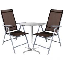 Bistrogarnitur 3-teilig Silber/Schokobraun-M950249+2xMMC5000SB