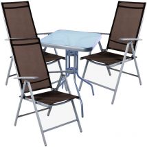 Mojawo - Bistrogarnitur 4-teilig 60x60cm Silbergrau/Schokobraun-MMC33081+3xMMC5000SB