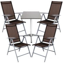 Mojawo - Bistrogarnitur 5-teilig Aluminium / Silber / Braun-m537504+4xmmc5000sb