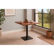 Bistrotisch Baumkante massiv 60 x 60 cm Akazie nussbaumfarben Gerade Kante Säulengestell schwarz brasileiro