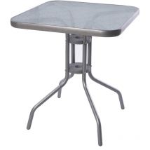Bistrotisch Eckig mit Glasplatte Silber 60x60x70cm-MMC33081
