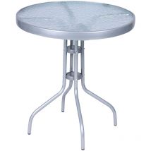 Bistrotisch Rund mit Glasplatte Silber 60x70cm-MMC330850