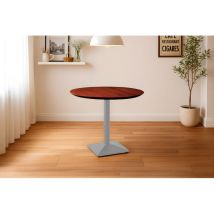 Bistrotisch Schweizer Kante Massiv Akazie Nussbaumfarben 90 Cm Säulengestell-eckig Silber Brasilia