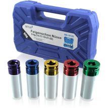 Bituxx - 5 tlg Schlagnuss Felgenschon Set Steckschlüssel Nuss Kfz Radwechsel Pkw für Schlagschrauber oder Drehmomentschlüssel Aufnahme 1/2' (15mm /