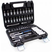 Cassetta degli attrezzi, 46 pezzi, con chiave a cricchetto da 1/4', bussole e adattatore - Bituxx