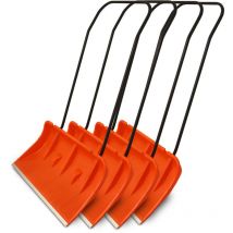 Bituxx - Schneeschieber 80cm Schneeschaufel Schneewanne Schneeschild extra Breit mit Bügelgriff und Räder Orange (4 Stück)