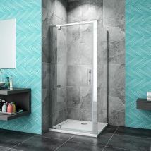 Biubiubath 1850mm Height Chrome 700mm Pivot Shower Door + 700mm Side Panel