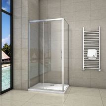 Sliding Shower Door 1200 x 800 mm 5mm Safety Glass with Side Panel - Biubiubath